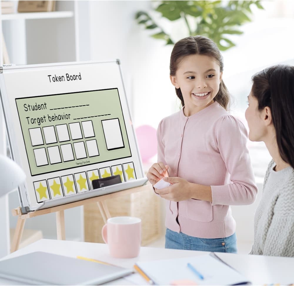 Child learning about token board system